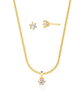 Conjunto Infantil Ponto De Luz Banho Ouro 18K Zircônia