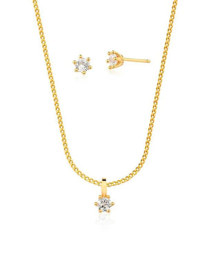 Conjunto Infantil Ponto De Luz Banho Ouro 18K Zircônia