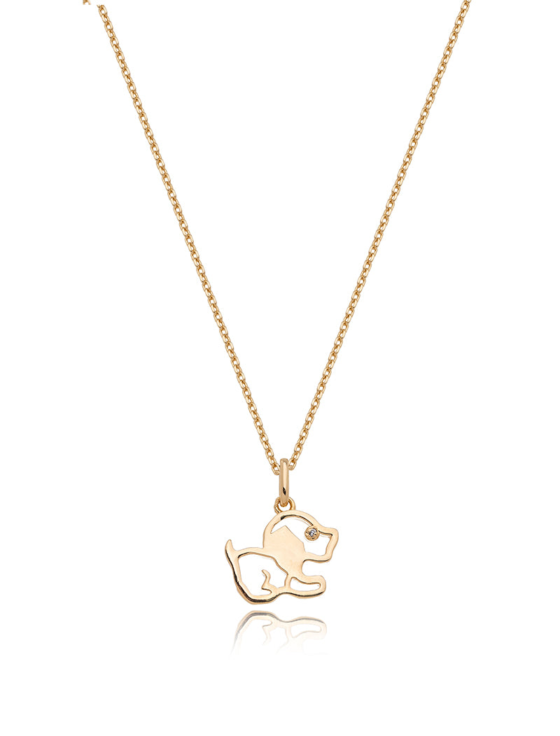 Colar Infantil Cachorrinho Liso Banho Ouro 18k Zircônia