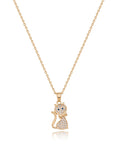 Colar Infantil Gatinho Cravejado Banho Ouro 18k Zircônia