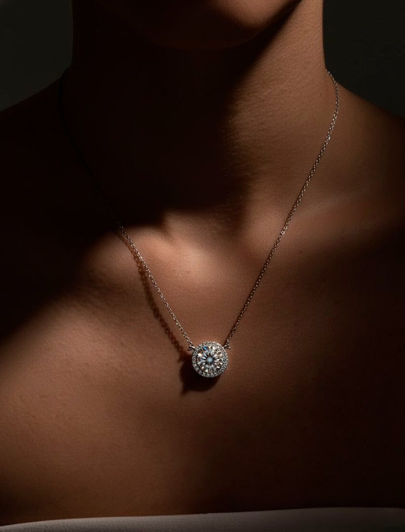 Colar Ponto Cravejado 5mm Prata 925 Moissanite