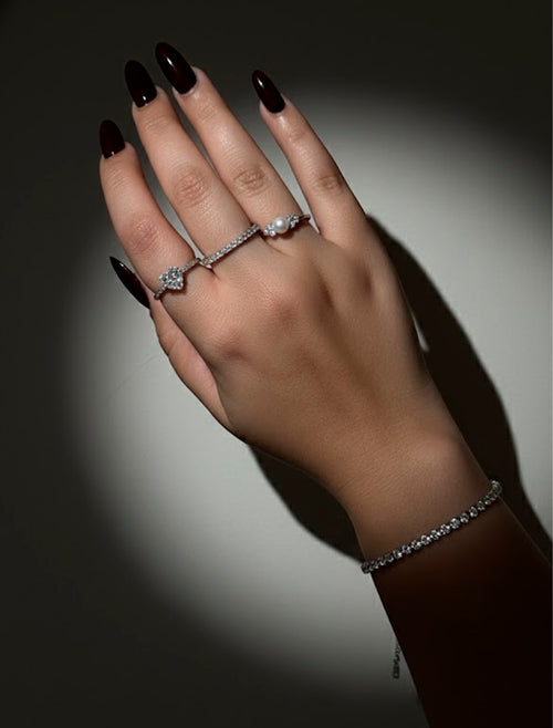 Anel Cravejado 2mm Prata 925 Moissanite