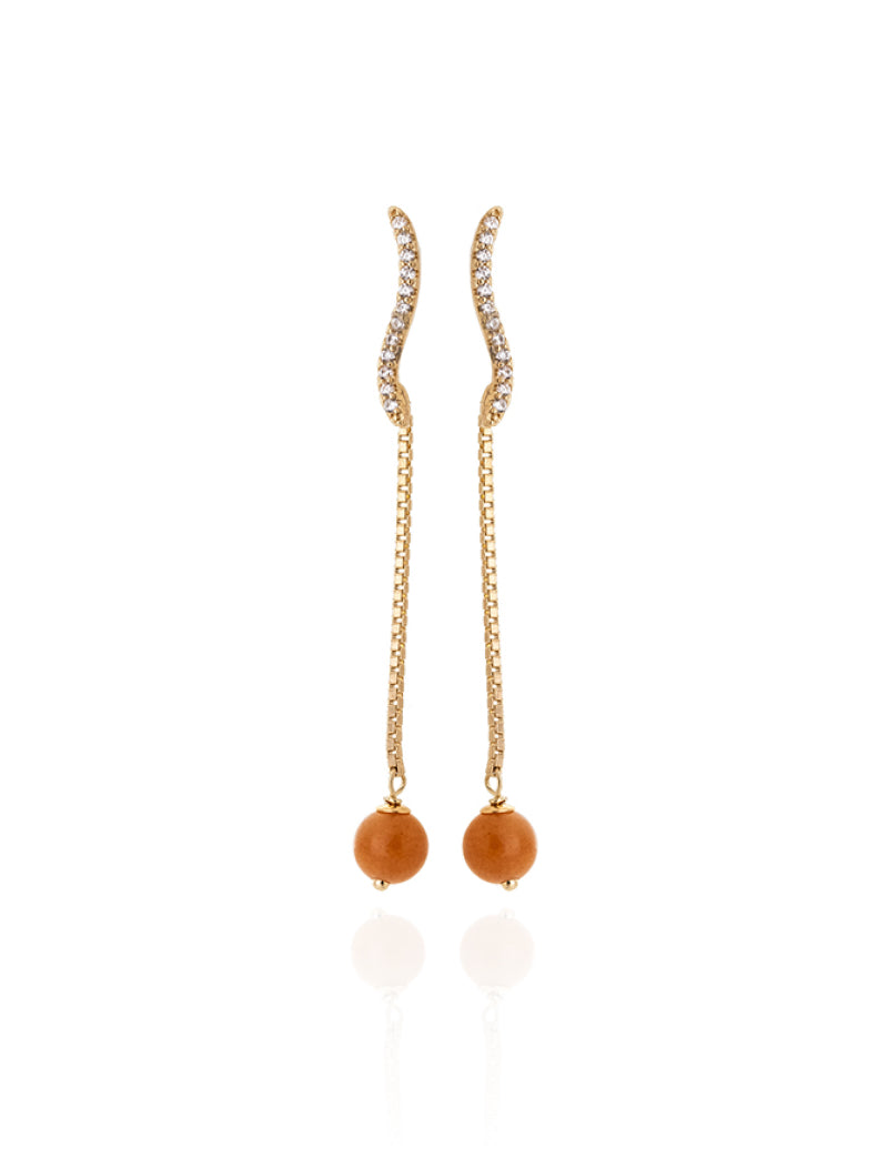 Brinco Base Cravejada Banho Ouro 18k Jade