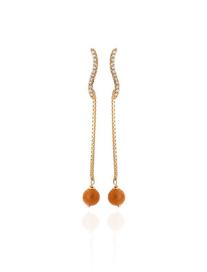Brinco Base Cravejada Banho Ouro 18k Jade
