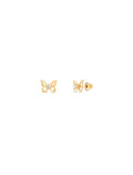 Brinco Infantil Borboleta Ponto De Luz Banho Ouro 18k Zircônia