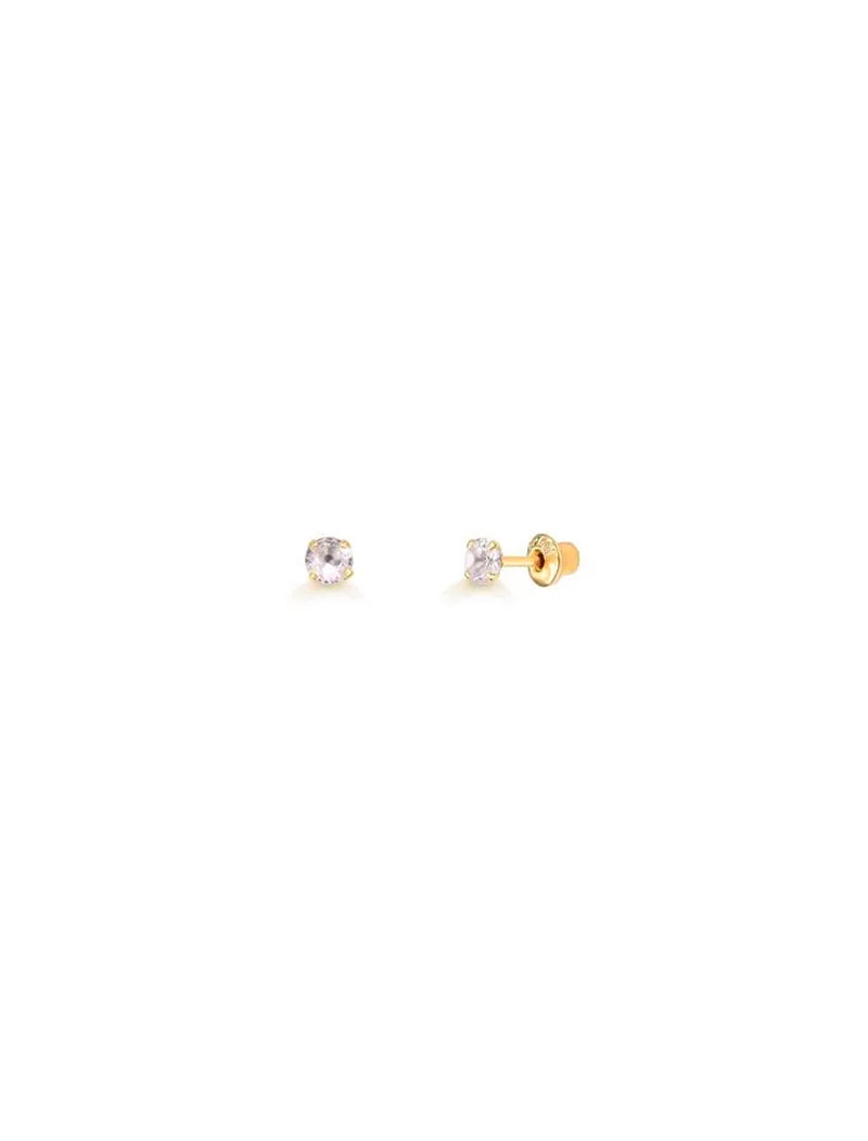 Brinco Infantil Ponto De Luz Banho Ouro 18k Cristal