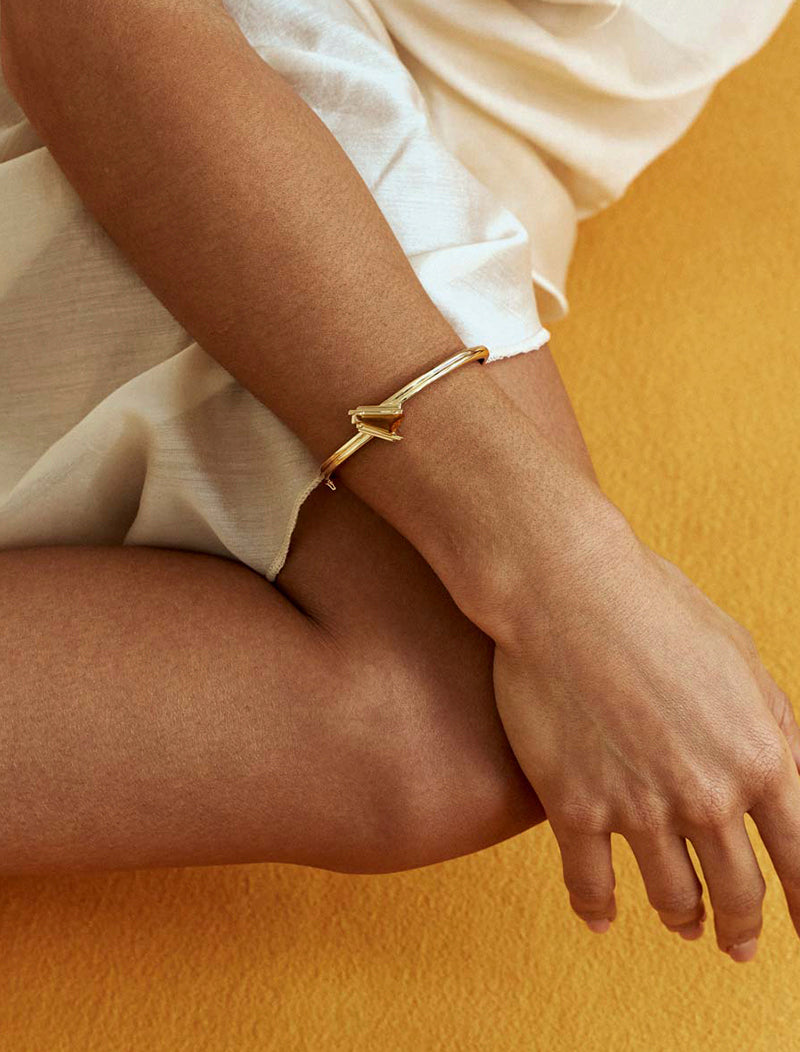 Pulseira Bracelete Formas Geométricas Banho Ouro 18K Cristal