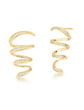 Brinco Espiral Cravejado Banho Ouro 18k Zircônia
