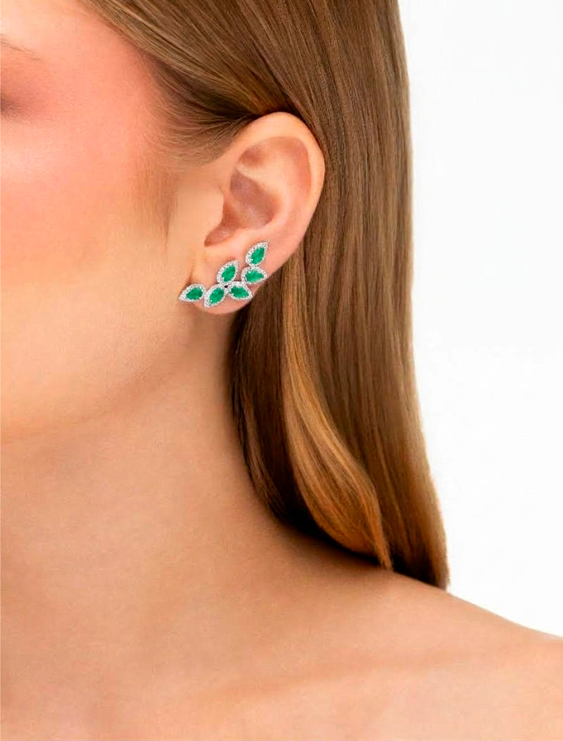 Brinco Ear Cuff 6 Gotas Cravejadas Banho Ródio Cristal Zircônia