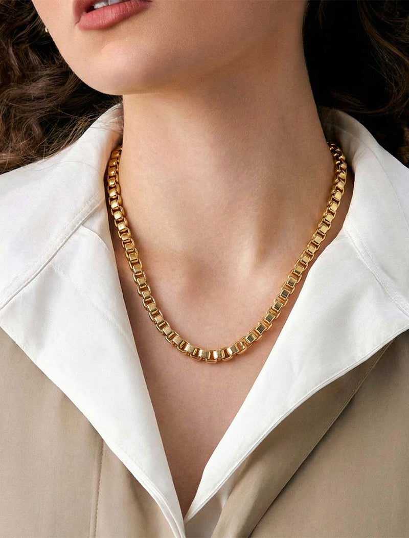 Colar Elos Veneziana Lisa Banho Ouro 18K