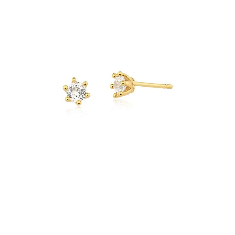 Brinco Infantil Ponto de Luz Banho Ouro 18k Zircônia