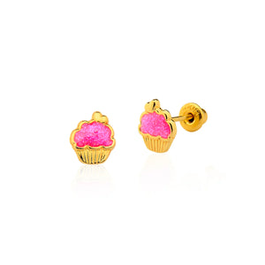Brinco Infantil CupCake Banho Ouro 18k