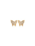 Brinco Teen Delicado Borboleta Cravejada Banho Ouro 18K Zircônia