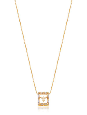 Colar Espírito Santo Cravejado Banho Ouro 18K Zircônia