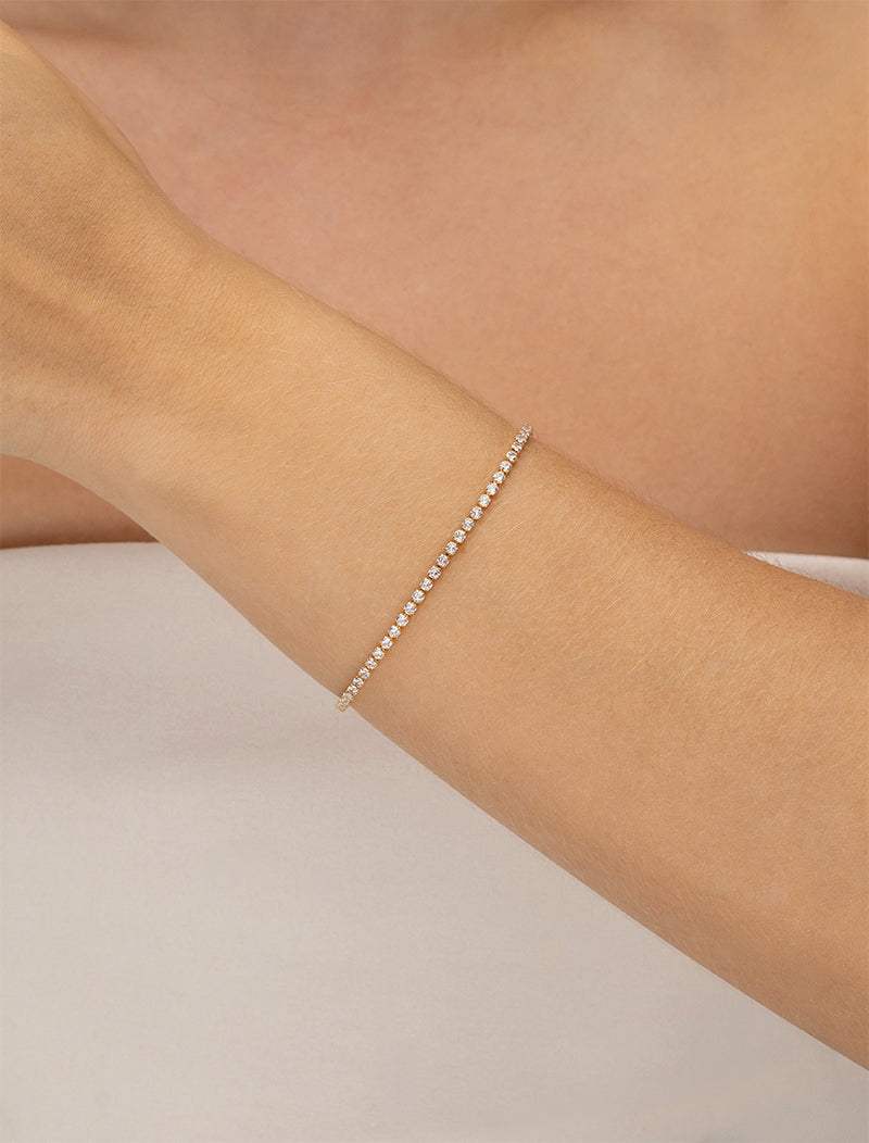 Pulseira Riviera 2mm Banho Ouro 18K
