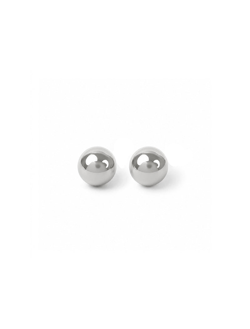 Brinco Fixo Esfera Lisa Banho Platina