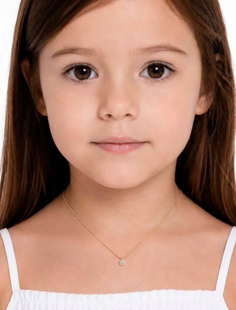 Colar Infantil Pingente Cravejado Banho Ouro 18K Zircônia