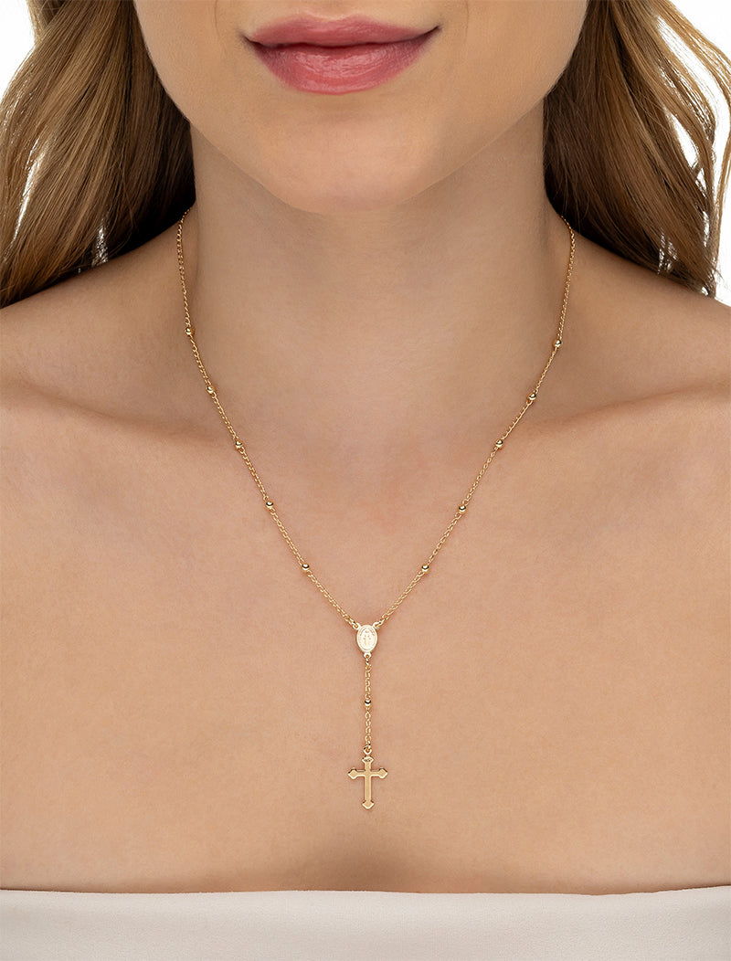 Colar Terço Bolinhas 2,5MM Banho Ouro 18k