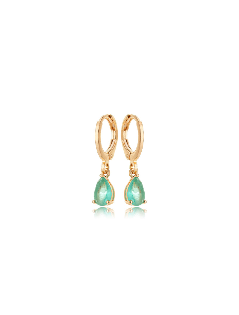 Brinco Argola Gota Banho Ouro 18K Zirconia
