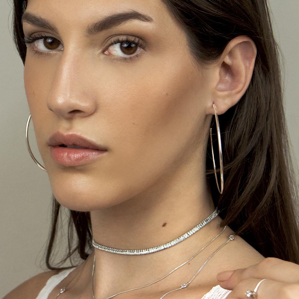 Brinco Argola Lisa Banho Platina