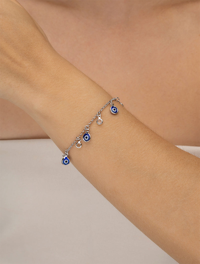 Pulseira Olho Grego Banho Ródio
