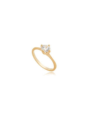 Anel Solitário Delicado Banho Ouro 18K Zircônia