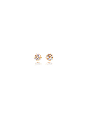 Brinco Segundo Furo Flor Cravejada Banho Ouro 18K Zircônia