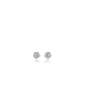 Brinco Segundo Furo Flor Cravejada Banho Platina Zircônia