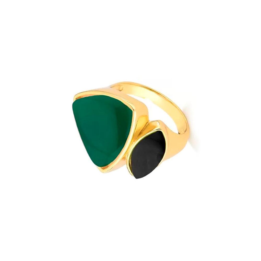 Anel 2 Formas Geométricas Banho Ouro 18K