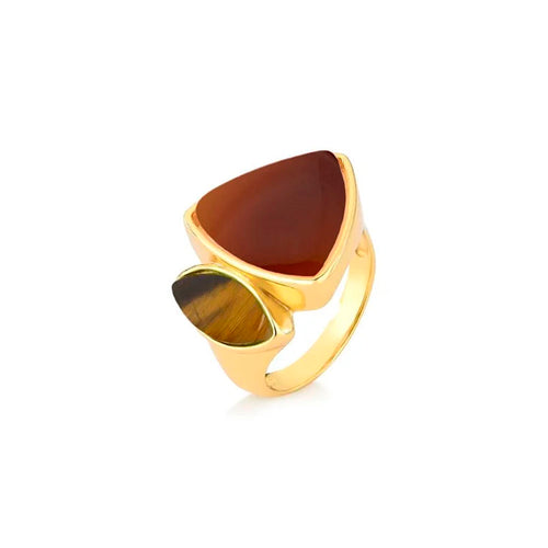 Anel 2 Formas Geométricas Banho Ouro 18K