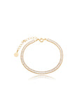 Pulseira Baguete Riviera Delicada Banho Ouro 18K Cristal