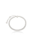 Pulseira Baguete Riviera Delicada Banho Ródio Cristal