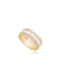 Anel Todo Cravejado Baguete Banho Ouro 18k Cristal