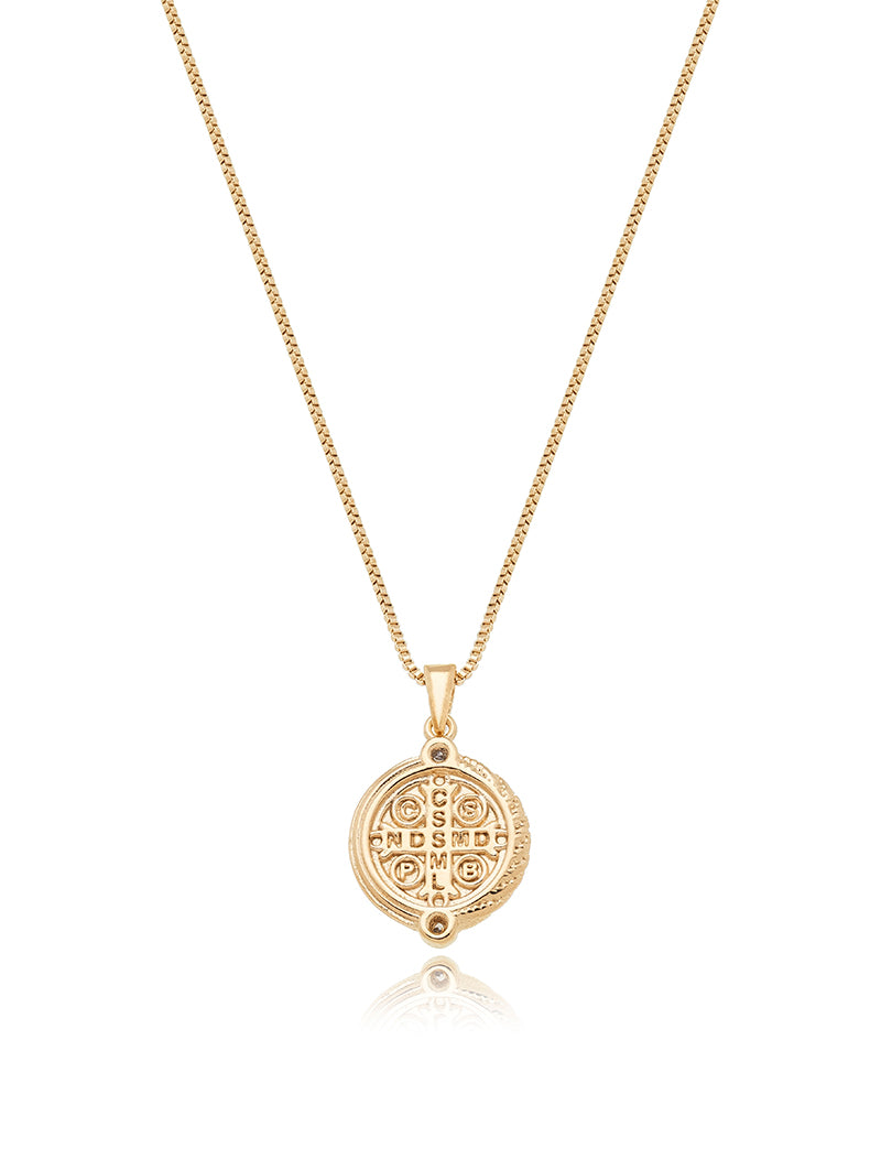 Colar Medalha São Bento Banho Ouro 18k