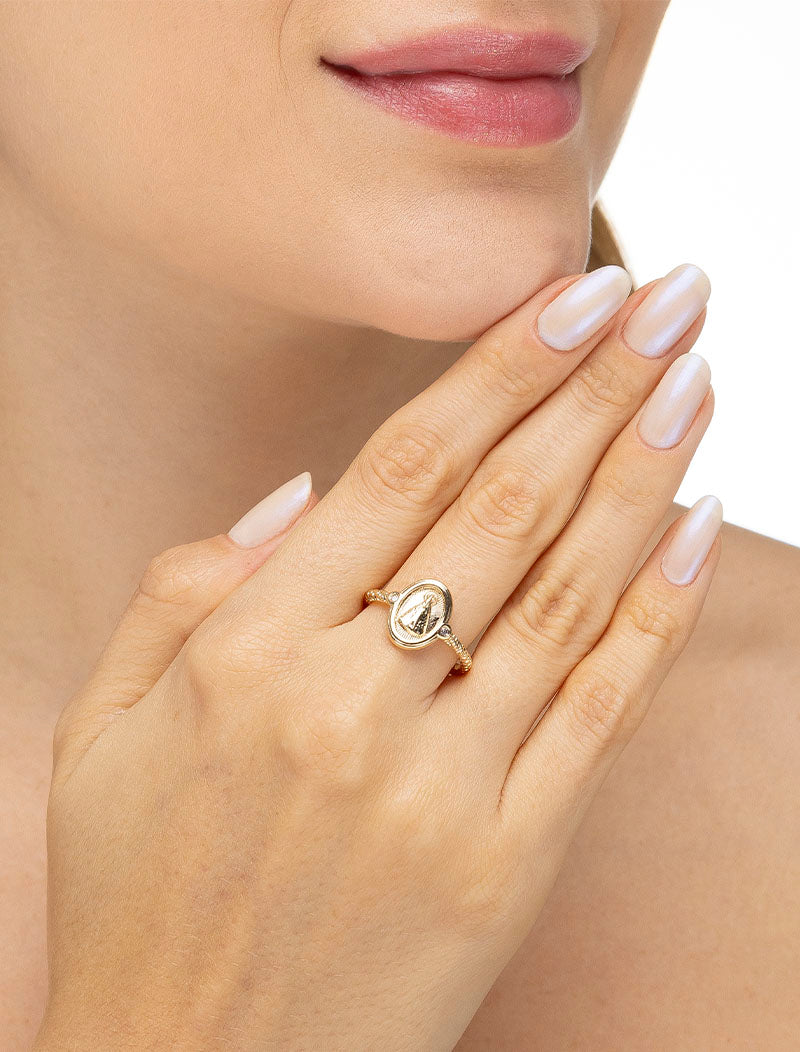 Anel Liso Nossa Senhora Aparecida Banho Ouro 18k