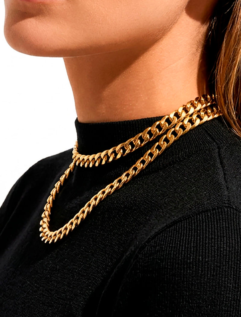 Colar Elos Grumet Liso Banho Ouro 18K