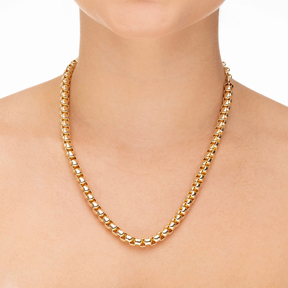 Colar Elos Veneziana Lisa Banho Ouro 18K