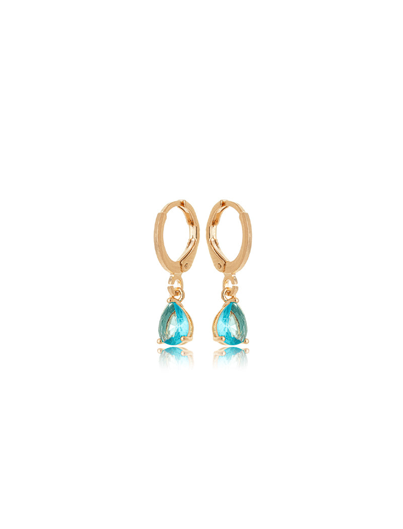 Brinco Argola Gota Banho Ouro 18K Zirconia