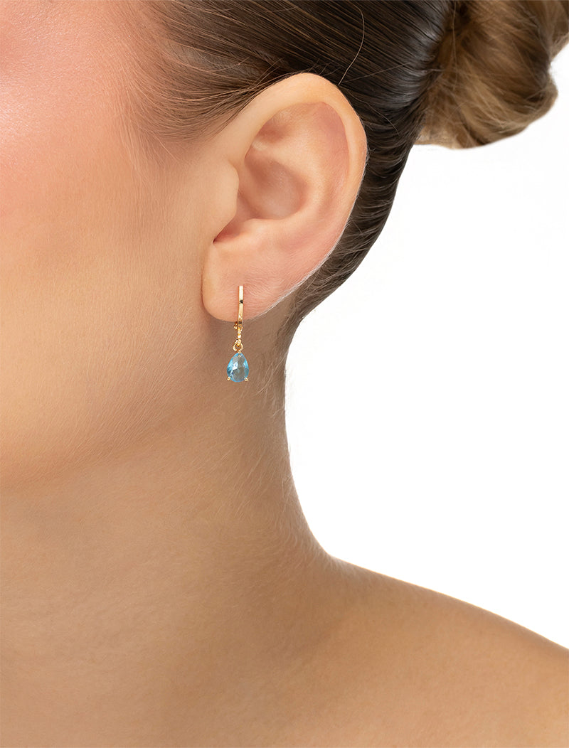 Brinco Argola Gota Banho Ouro 18K Zirconia
