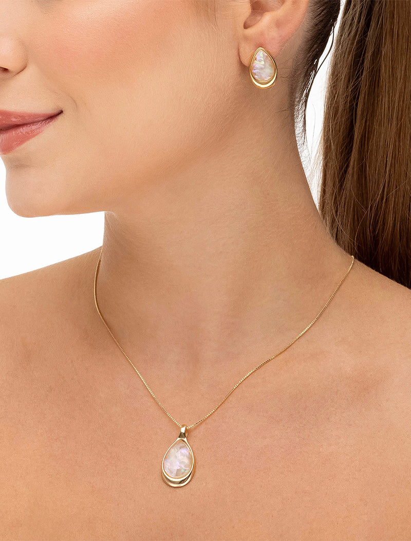 Conjunto Gota Abaulada Banho Ouro 18k Nautilus