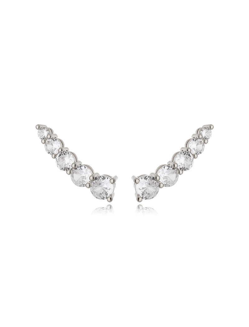 Brinco Ear Cuff Redonda Banho Ródio Zircônia