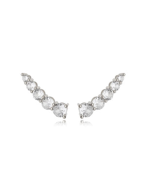 Brinco Ear Cuff Redonda Banho Ródio Zircônia