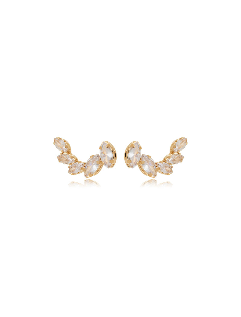 Brinco Earcuff Navetes Banho Ouro 18k Cristais
