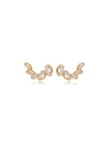 Brinco Earcuff Navetes Banho Ouro 18k Cristais