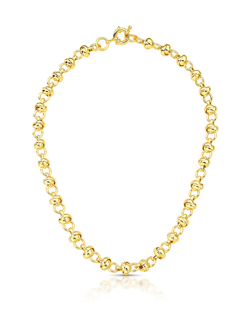 Colar Elos Redondos Entrelaçados Liso Banho Ouro 18K