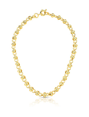 Colar Elos Redondos Entrelaçados Liso Banho Ouro 18K