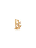Brinco Piercing Ramo Folhas Cravejado Banho Ouro 18K Zircônia