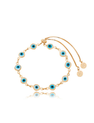 Pulseira Teen Ajustável Olho Grego Banho Ouro 18K