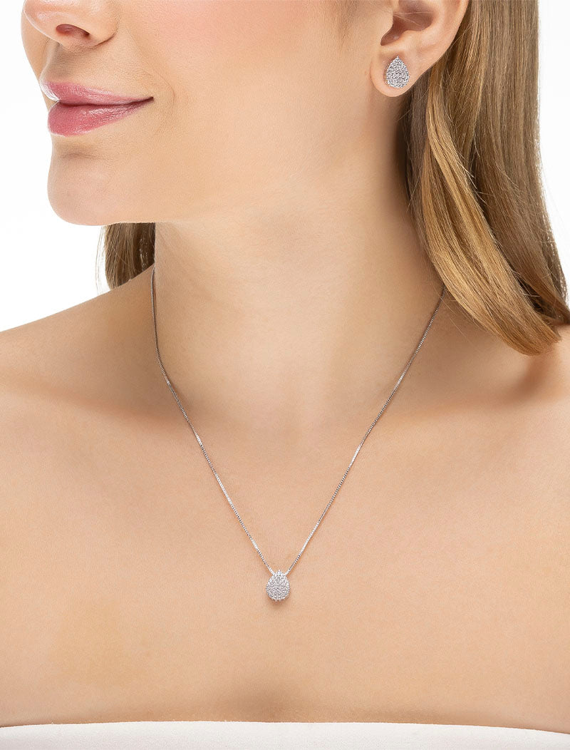 Conjunto Gota Cravejada Banho Ródio
