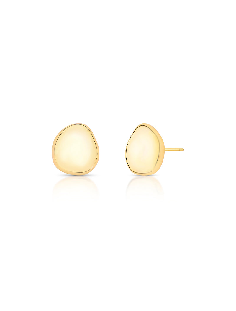 Brinco Achatado Amassado Liso Banho Ouro 18k
